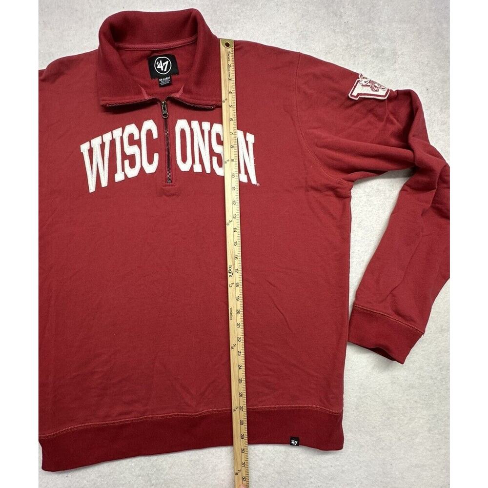 Wisconsin Badgers Mens XXL Sweatshirt 1/4 Zip Pullover '47 Red - Picture 5 of 9
